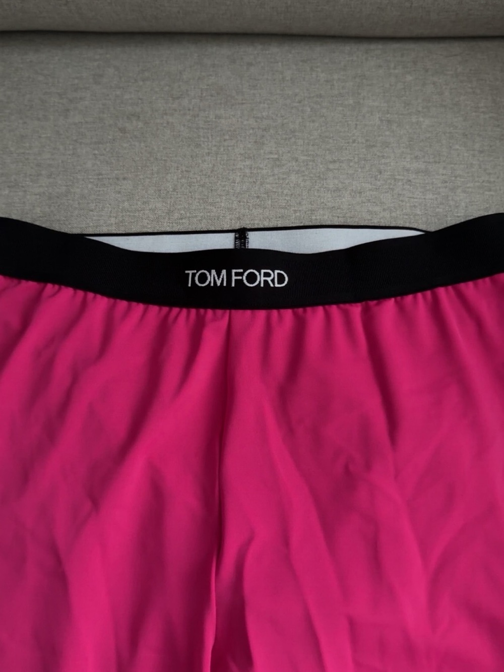 Tom Ford Hot Pink footed leggings  with Black Waist Trim